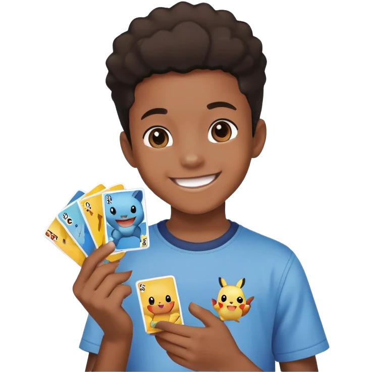 black kid opening Pokemon cards emoji