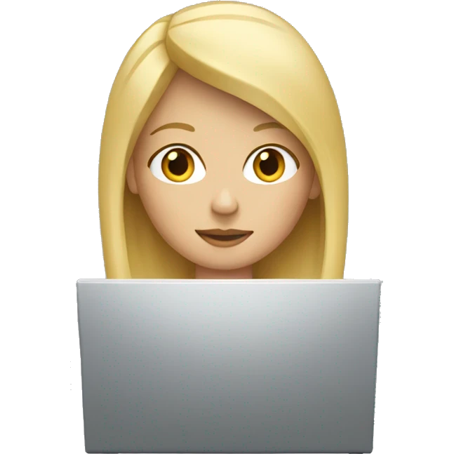 blonde female behind a computer emoji