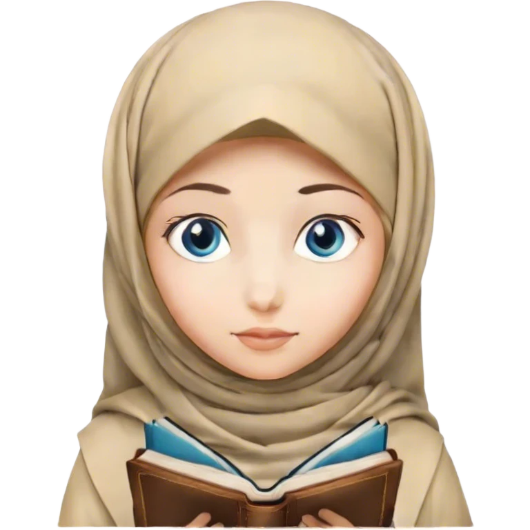 Turkish blonde diamond design Hijabi girl with blue eyes and beautiful finish reading quran emoji