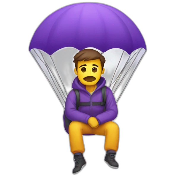 sad man in purple parachute emoji