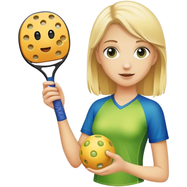 Blond girl holding a pickleball emoji
