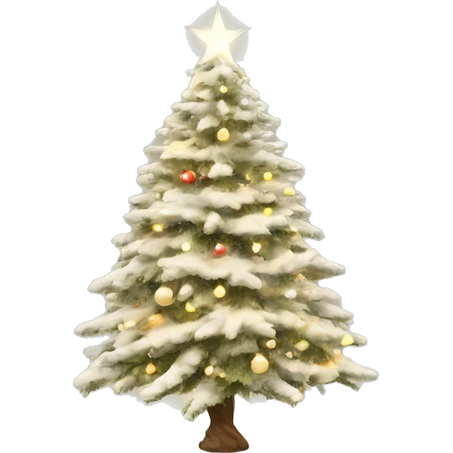 Realistic isolated off white christmas tree  whit light warm  emoji