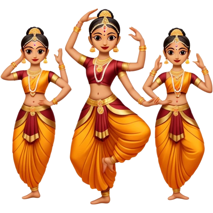 cinematic-realistic-bharatanatyam-dance-emoji,-depicted-as-an-elegant-classical-indian-dance-performance-with-graceful-poses,-intricate-costumes,-and-expressive-hand-gestures,-rendered-with-rich-textures-and-warm-dramatic-lighting emoji