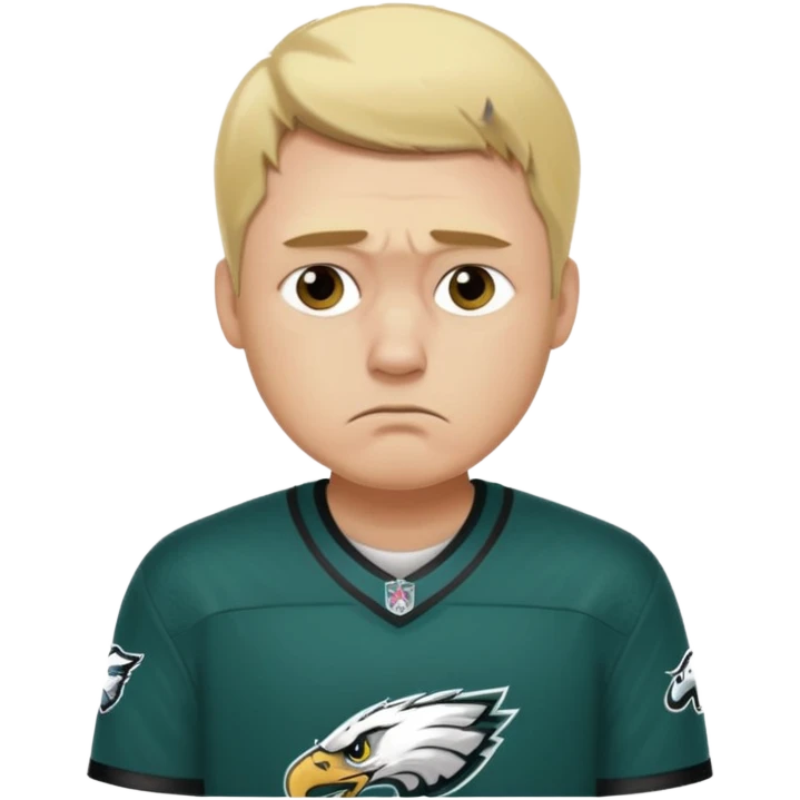An adult blonde male Eagles fan who is sad emoji