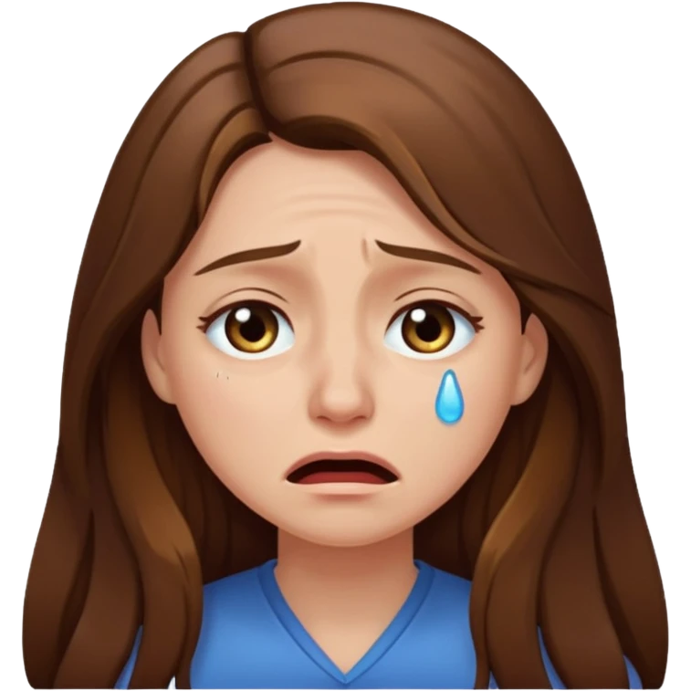 woman with long brown hair crying emoji