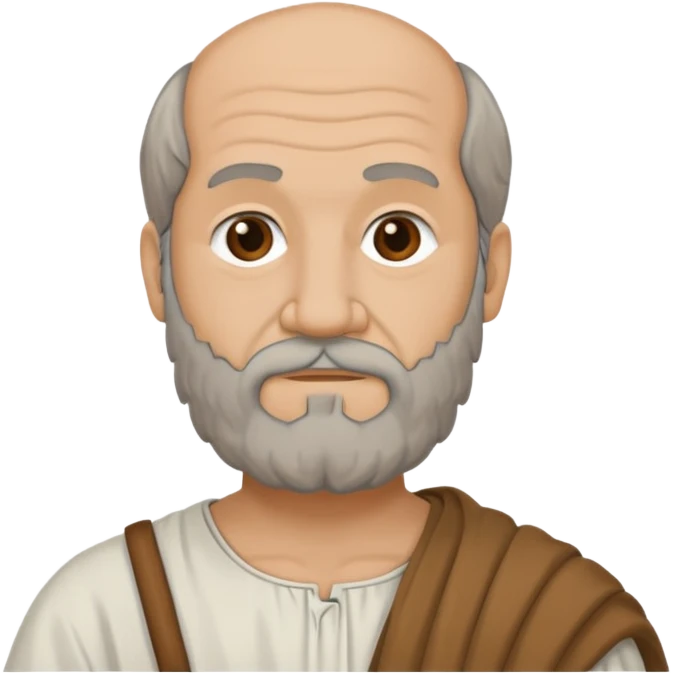 Aristotle drawing as a black outline icon, no fill, hand-drawn look emoji