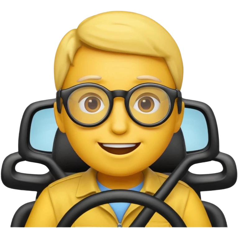 An emoji head with driving glasses, variation 3. emoji