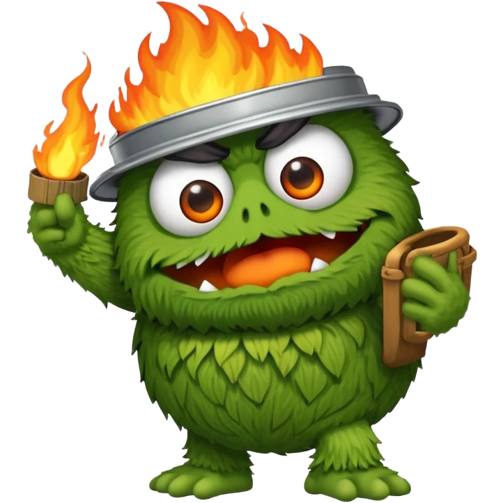 oscar the grouch fighting fire emoji