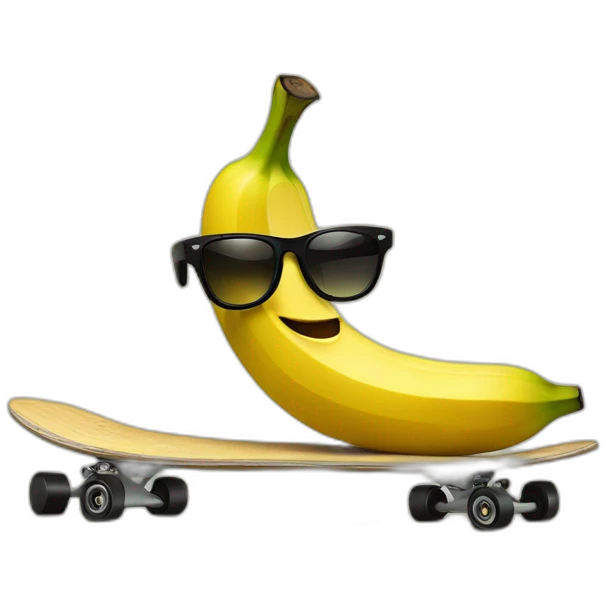 banana with sunglasses on a skateboard emoji