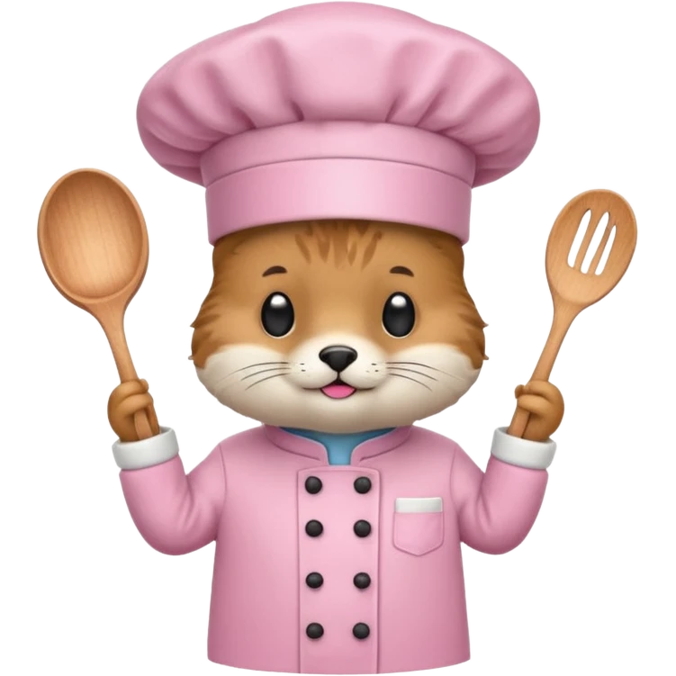 animal with pink chef costume emoji