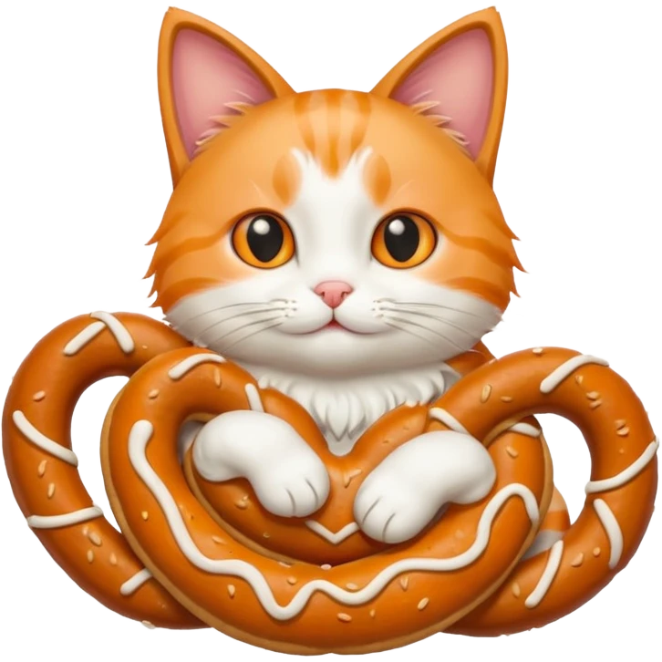 Hugging cat with pretzel emoji