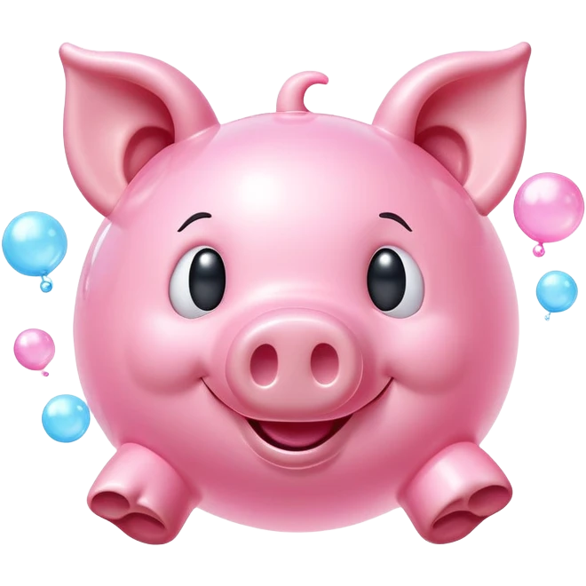 smiley face flying pig made of bubble gum emoji