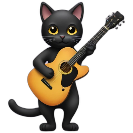 Black cat playing guitar emoji