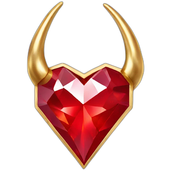 Red heart diamond with gold horns emoji