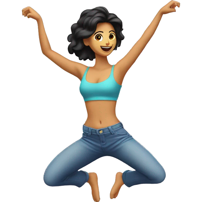 Chica morena bailando con los brazos abiertos  emoji