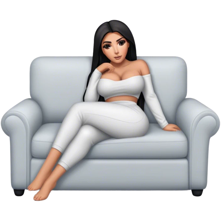 hyper-realistic kim kardashian lie on couch comfy emoji