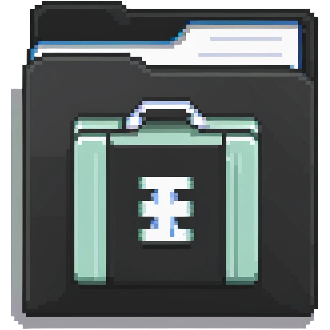 help documentation icon with folder and information symbol emoji