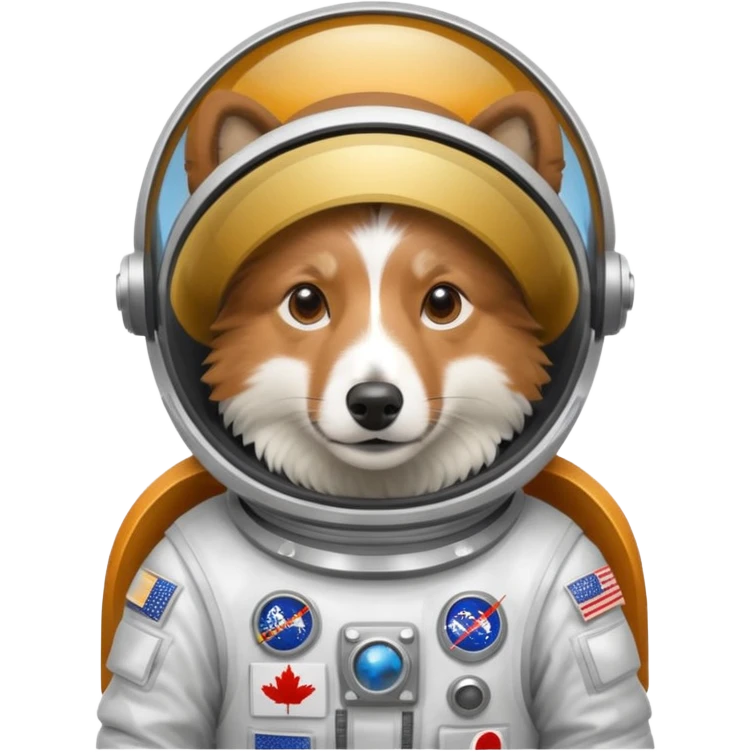 shetland sheepdog in a  space suit without country flags emoji