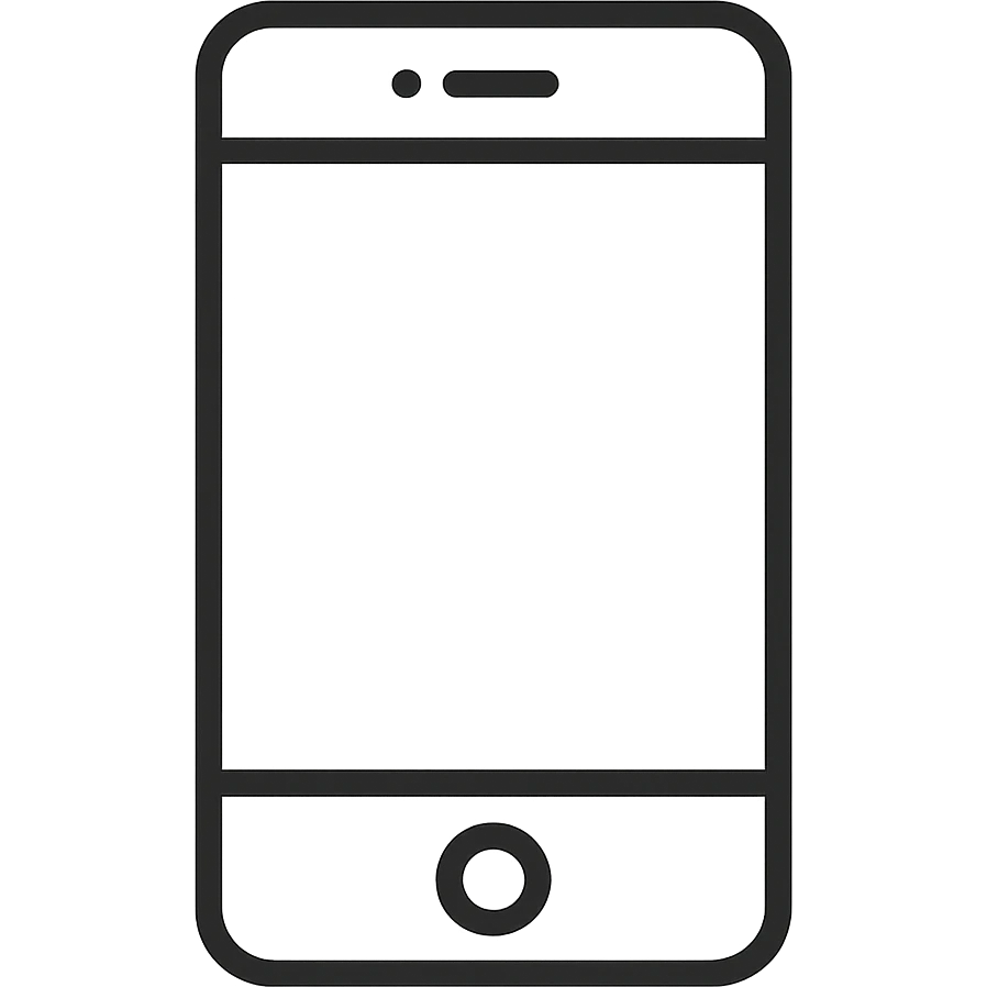 A smartphone icon with clean lines and a modern aesthetic emoji