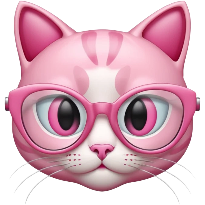 A 3D cartoon rose-pink cat-eye shaped spectacle, glossy curved frame, soft reflections, isolated on plain background. only glasses. emoji