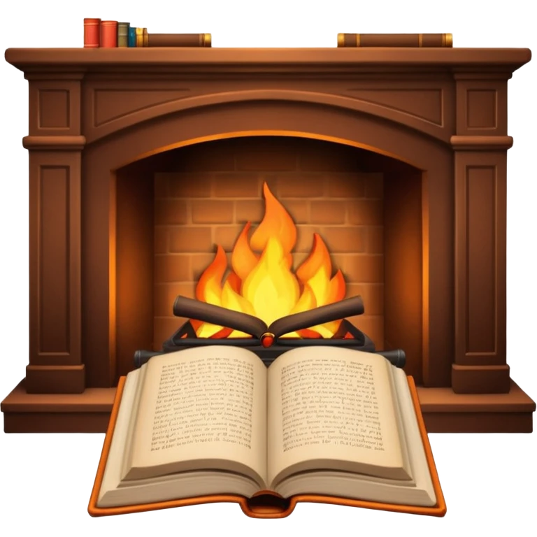 Book by a fireplace emoji