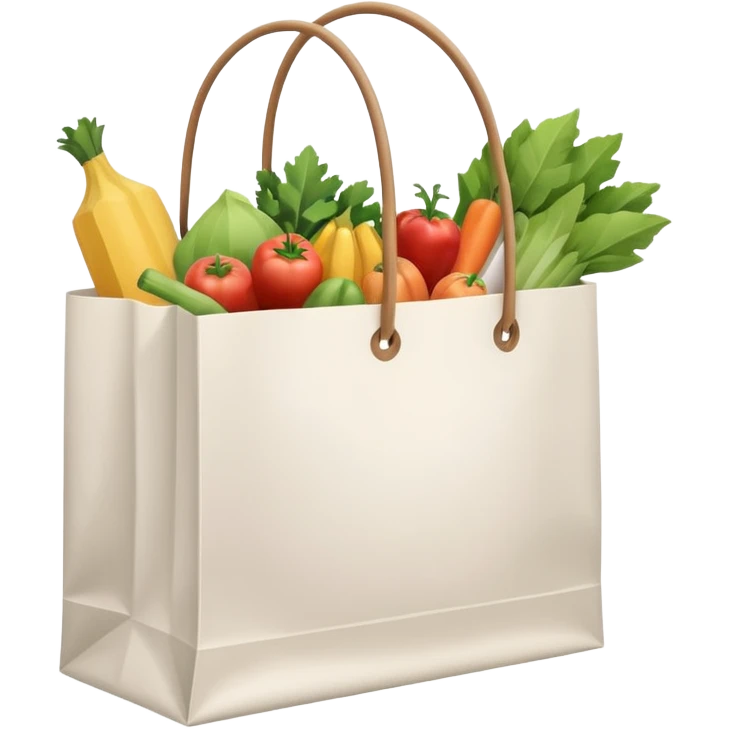 white shopping bag without face, and there are something full inside it emoji