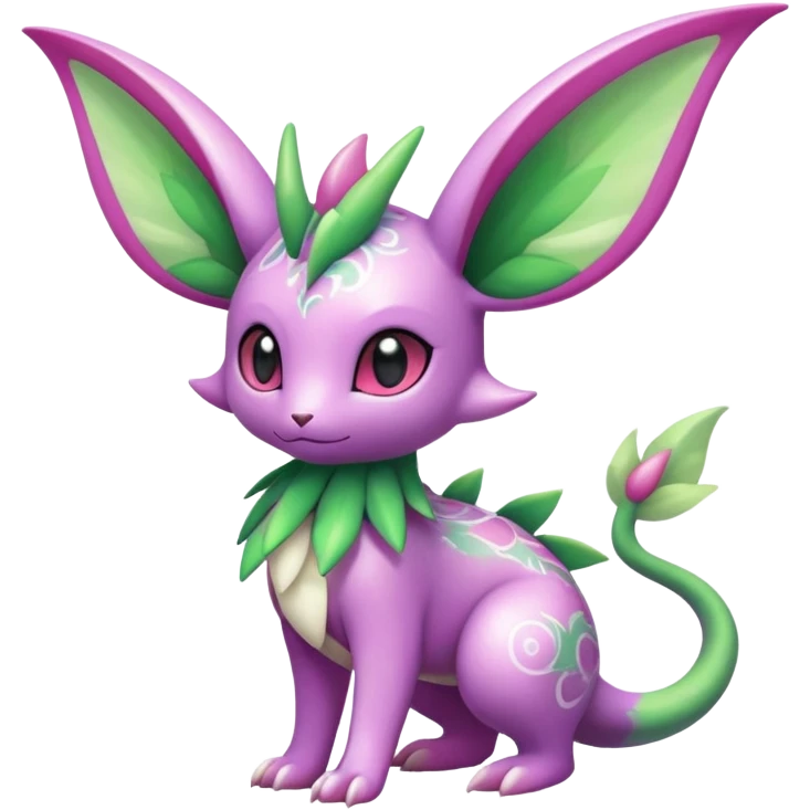 Shiny Exotic Cute Adorable Majestic Ethereal Sparkly Flygon-Espeon-Meganium-Shaymin-Hybrid-Creature with pattern-markings emoji