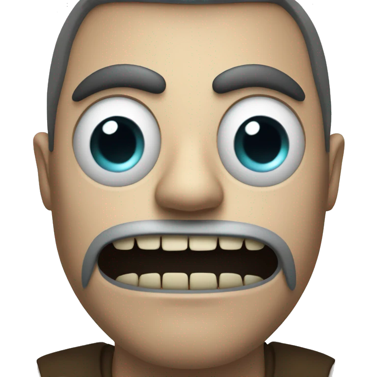 scary man with large teeth and bright scary eyes emoji
