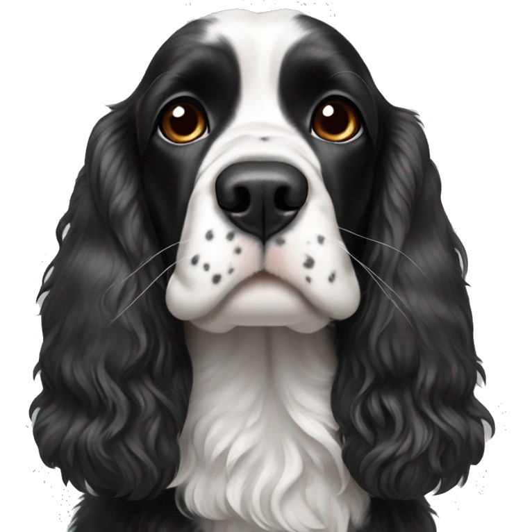 black and white cocker spaniel with nose spots emoji