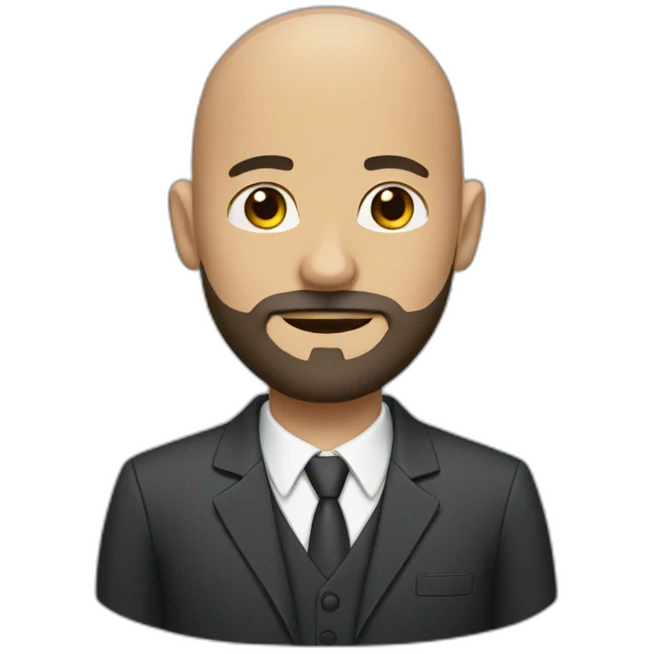 bald man with beard and brown eyes wearing a suit  emoji