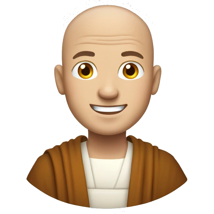 Happy white middle age male human monk with buzz cut  emoji