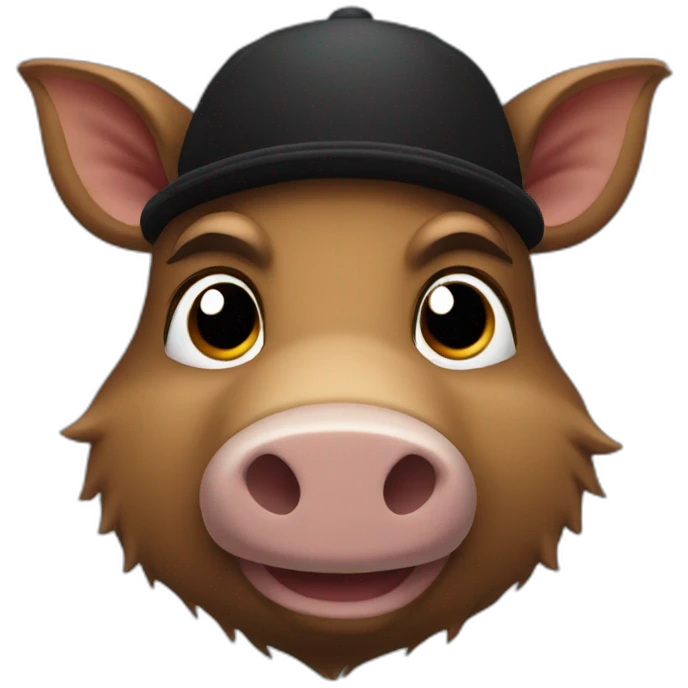 Full face boar with stubble in a black winter hat emoji