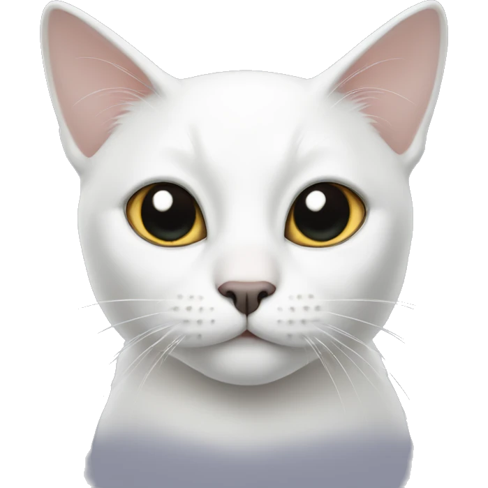 White cat with black on ears  emoji