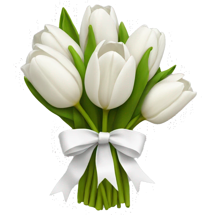 white tulip bouquet  with a white bow emoji