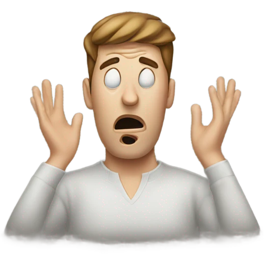 person with hands around their neck looking exasperated  emoji