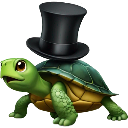 Turtle with a top hat emoji