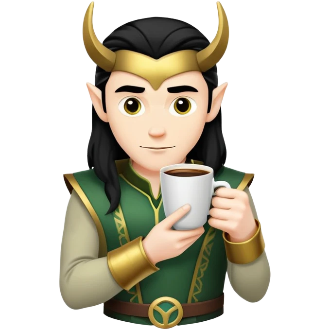 TVA loki with a cup of coffee emoji