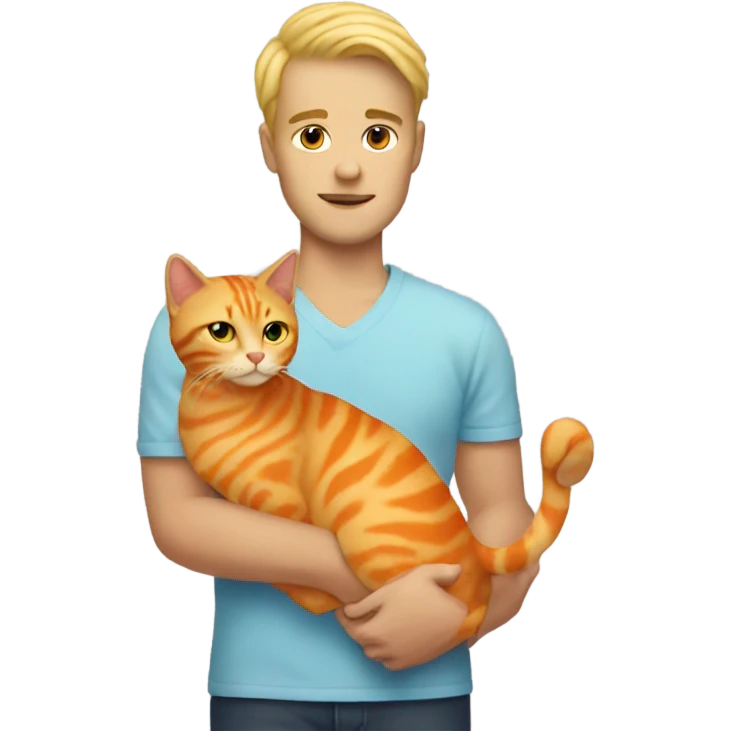 blonde trans man holding orange fat cat emoji
