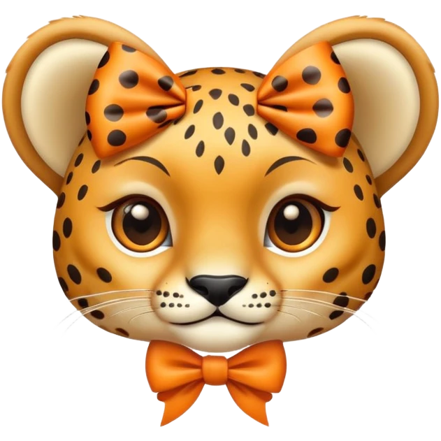 cute cheetah with a bow  emoji