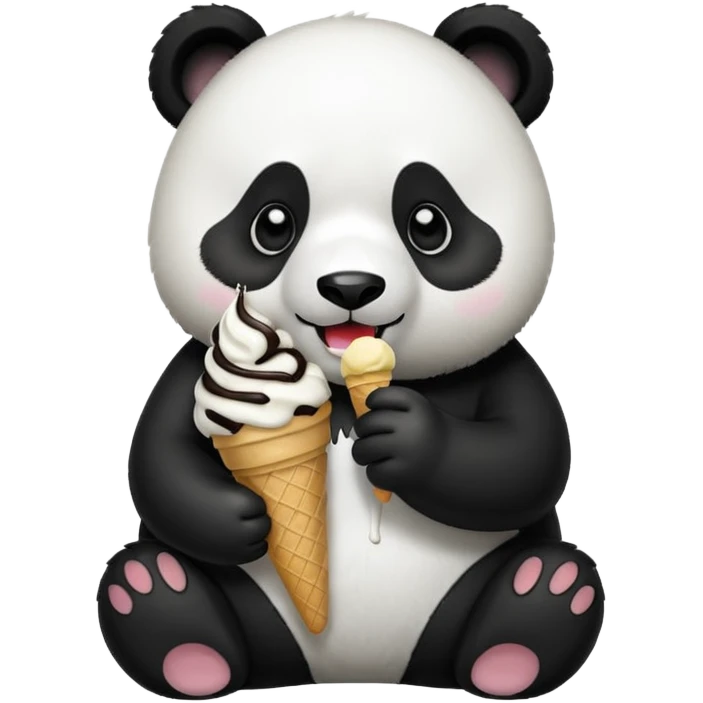 Panda eating ice cream emoji