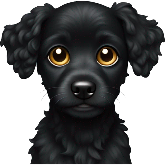 All black Jackapoo with black right ear emoji