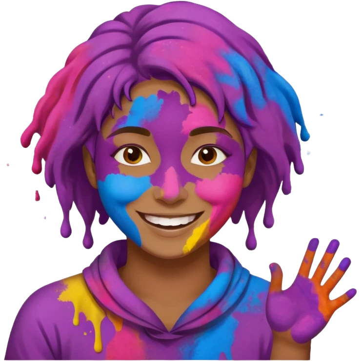 Someone covered in holi emoji
