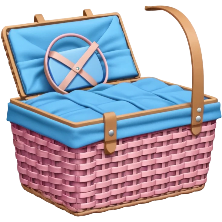 Pink picnic basket with blue blanket emoji