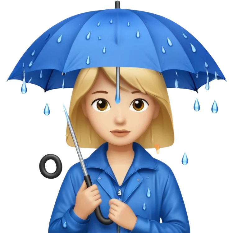 People getting wet (umbrella, dripping hair) emoji