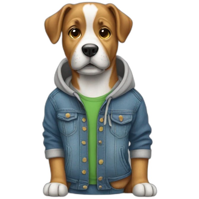 Dog wearing jeans and hoodie emoji