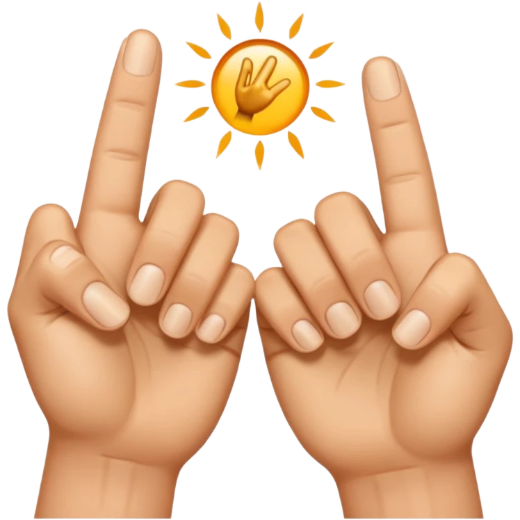 Two hands hitting the gaps between their pointer finger and their thumbs emoji