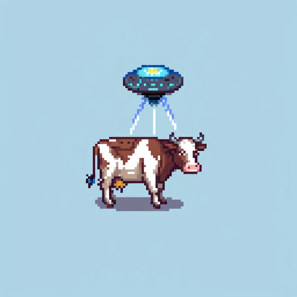 cow being sucked up by a ufo emoji