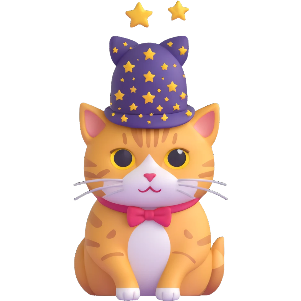 cat magician with a starry hat emoji