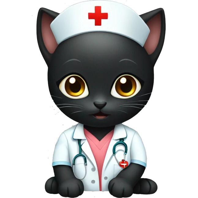 Black kitten as a nurse  emoji