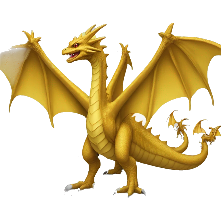 
Ghidorah is a massive, golden, three-headed dragon with bat-like wings, long tails, and no arms. emoji